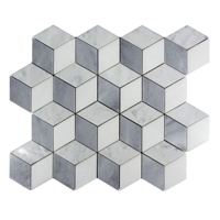 Carrara blanc Bardiglio gris moderne nid d'abeille mosaïque carrelage hexagone carré verre pour salle de bain hôtel intérieur mur intérieur