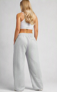 กางเกงวอร์มขาบานทรงหลวมโอเวอร์ไซส์ ผ้าฝ้ายเฟรนช์เทอร์รี่เนื้อนุ่มสำหรับผู้หญิง เอวสูง รูดเชือกผูก - Product Image 3