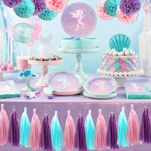Ensemble de guirlandes en papier pailleté Nicro, <span class=keywords><strong>décoration</strong></span> de fête d'<span class=keywords><strong>anniversaire</strong></span> ou de baby shower sur le thème de la <span class=keywords><strong>sirène</strong></span>, couleur violette - Product Image 6
