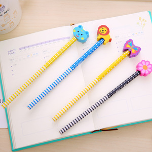 Personnalisé Kawaii bois HB <span class=keywords><strong>Graphite</strong></span> en vrac <span class=keywords><strong>dessin</strong></span> crayons gomme Topper avec motif hexagonal école utiliser ensembles emballés - Product Image 6