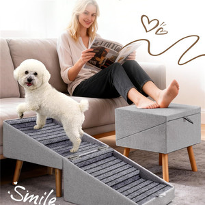 Escalier pour <span class=keywords><strong>chien</strong></span> en bois gain de place pour chiens de petite et moyenne taille, animaux de compagnie âgés, escalade sur le canapé, lit, <span class=keywords><strong>voiture</strong></span>, voyage, antidérapant, ottoman séparé, <span class=keywords><strong>rampe</strong></span> pour chiens - Product Image 4