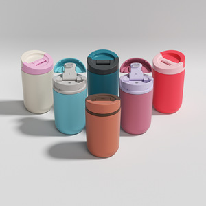 Stainless Steel Insulated Tumbler 304 Steel 16 Oz Travel Water Bottle With Hidden Handle Apricot Color - Product Image 1
