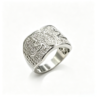 Bague Hip Hop large et massive pour homme, micro-pavée de zircon carré, en laiton plaqué platine, bague statement