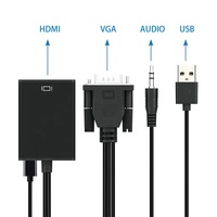 Adaptador de entrada de Audio de 1080P macho a hembra de VGA a HDMI, cable convertidor de salida de vídeo con fuente de alimentación usb de audio, buena calidad