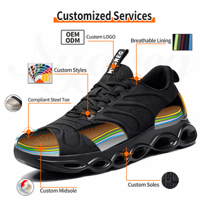 <span class=keywords><strong>Scarpe</strong></span> Antinfortunistiche con Punta in Acciaio, Tomaia in Tessuto Traspirante, Resistenti all'Olio e Impermeabili, Suola Antiperforazione per Cantieri Edili - Product Image 3