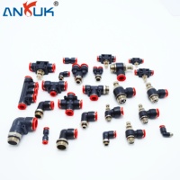 Raccord rapide ANRUK à connexion par poussée, raccord en T en laiton G1/4 léger pour la manutention des matériaux