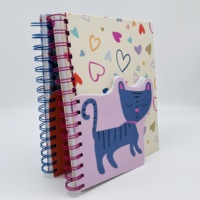 Cuaderno Espiral A5 con Dibujos Animados de Gatos y Peces, 80 Hojas, Papel Grueso que No se Corre, Apertura Plana, Diario para Niños, Material Escolar