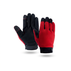Gants de travail antidérapants en PU JNA GROUP, bouts des doigts texturés, poignet élastique, gants de sécurité polyvalents, épaisseur 4 mil, 10 pouces, rouge - Product Image 1