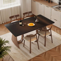Ensemble table et chaises de salle à manger en pierre style travertin, bois massif couleur noyer, pour maison, balcon, petit espace de loisirs