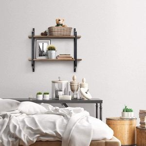 Passing On The Kingdom Ironwood <b>Shelf</b> <b>Wall</b> <b>Mounted</b> Double Layer Storage Rack Industrial Office Organizer Rectangle - Product Image 2