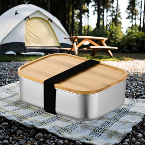 Boîte à lunch en acier inoxydable écologique avec couvercle en bambou, boîte à bento portable étanche pour le camping et les <span class=keywords><strong>repas</strong></span> en plein air - Product Image 6
