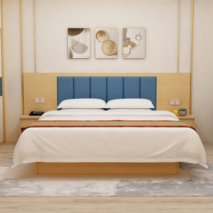 Melamine <strong>Hotel</strong> Rooms Furniture Wooden <strong>Bedframes</strong> With Headboard - Product Image 4