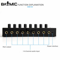 HA800 8 Metal kanal Stereo ses amplifikatörü Mini kulaklık Splitter stüdyo sahne ev kullanımı için