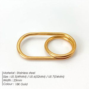 Waterproof Non Tarnish 2 Finger <b>Rings</b> 14k 18k PVD Gold Plated Fashion 316L Stainless Steel Double 2 Finger <b>Ring</b> for <b>Women</b> - Product Image 6