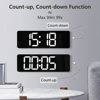 Horloge murale numérique à LED de grande taille avec télécommande, plusieurs couleurs LED, luminosité réglable 12/24H, double alarme