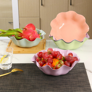 Modern Ruffled <b>Edge</b> Fruit Plate <b>Plastic</b> Serving Bowl For Kitchen Party Snack Display - Product Image 1
