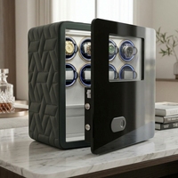 Boîte de rangement sécurisée pour montres avec lecteur d'empreintes digitales biométrique de luxe, pour 6 montres, en cuir matelassé, moteur Mabuchi, collection privée