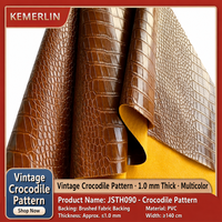 Tissu en cuir artificiel PVC gaufré crocodile, doux et durable, avec support en tissu pour canapé, bagages et meubles