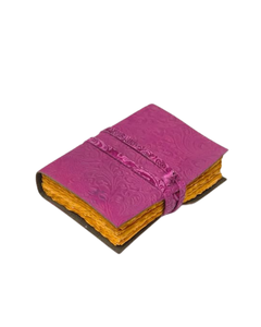 Handmade Brown Garden Floral Embossed Leather Cover with Strap Paper Travel <b>Notepad</b> Promotional Notebook Gift for Men and Women - Product Image 3