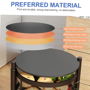 Étagère de rangement de <span class=keywords><strong>cuisine</strong></span> mobile en métal robuste, chariot à 3/4/5 niveaux, panier de rangement pour légumes avec roulettes - Product Image 4
