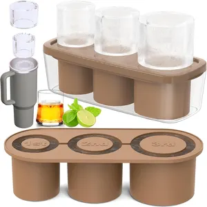 100% Silicone réutilisable Non toxique grand cylindre creux rond moule de plateau de fabricant de glaçons pour accessoire de tasse Stanley