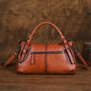 Ando <b>Bag</b> Vintage Genuine Cowhide Leather <b>Satchel</b> Handbag <b>for</b> <b>Women</b> Top Handle Crossbody <b>Bag</b> - Product Image 2