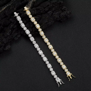 Rectangle Square Mix and <b>Match</b> Tennis <b>Bracelet</b>, Copper Inlaid Zirconium Hip-hop Splicing <b>Bracelet</b>. Tanjing Fashion - Product Image 2