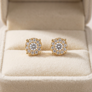KuangFeng New Design 925 Sterling <b>Silver</b> <b>Stud</b> Earrings Moissanite Stones Elegant Floral Design Weeding Special Occasions GRA - Product Image 3