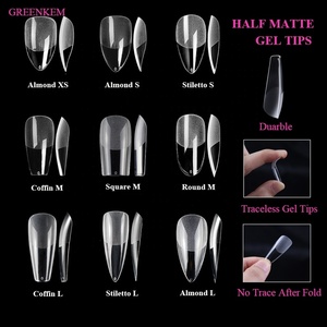 Etiqueta privada XS XXS Ataúd corto <span class=keywords><strong>Almendra</strong></span> Cubierta completa Punta de <span class=keywords><strong>uñas</strong></span> semimate Venta al por mayor Stiletto Square Clear Gel Nail Tips - Product Image 6