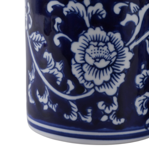 Organizer da Scrivania Cilindrico in Ceramica, Design Floreale Tradizionale Blu e Bianco, Contenitore Decorativo per Casa e Ufficio - Product Image 6