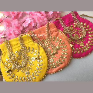 Indian Handcrafted Peacock Embroidery <b>Potli</b> <b>Bag</b> Women <b>Potli</b> <b>Bag</b> For Return Gift Favour Wedding Drawstrings <b>Bags</b> - Product Image 4