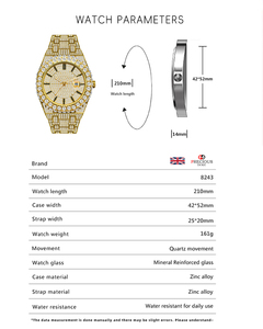 Orologio da Uomo PRECIOUS DUKE di Lusso con Diamanti, Cassa in Lega, Orologio alla Moda, Resistenza all'Acqua 3 bar, Quadrante <span class=keywords><strong>42</strong></span>, Movimento al Quarzo - Product Image 6