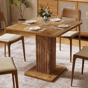 Tavolo da Cucina Piccolo 90 cm L x 80 cm L, Tavolo da Pranzo per 2-4 Persone con Base Scanalata, Tavolo da Cena Moderno Stile Rustico - Product Image 4