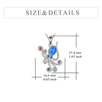 Bijoux fins, collier pendentif en argent sterling 925, design animal marin, chakra, opale, adorable pieuvre