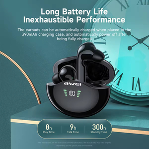 <strong>Awei</strong> T12P Wireless In-Ear Earbuds Super Bass Stereo IP5 Waterproof BT <strong>Headphones</strong> Featuring Digital Display Battery JL Chipset - Product Image 6