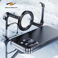 Étui en alliage d'aluminium de forme fantaisie pour iPhone 15 ProMax 15 Plus, support magnétique à rotation 360°, protection de pare-chocs