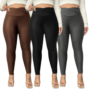 Leggings Deportivos de Talla Grande para Mujer, Leggings de Yoga Casuales de Cintura Alta, Elásticos, con Diseño Delgado y Liso - Product Image 3