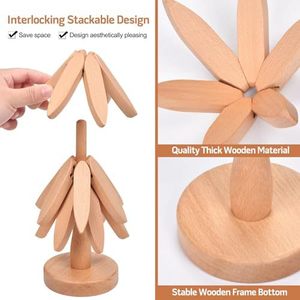 Set de table en bois en forme d'étoile, en bois de hêtre, isolant thermique, design nordique, pour protéger tasses, bols et casseroles - Product Image 3