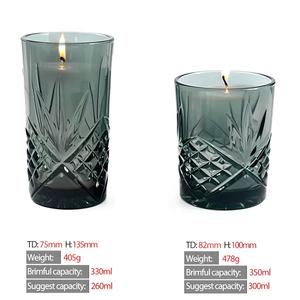 LANGXU – Pot à bougie en verre translucide noir de 11 oz pour décoration d'intérieur de luxe et fournitures en gros pour mariages - Product Image 1