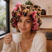 Bonnet de luxe en fausse fourrure réglable à double couche avec bande élastique, motif léopard, pour femme, hiver, réversible, en satin