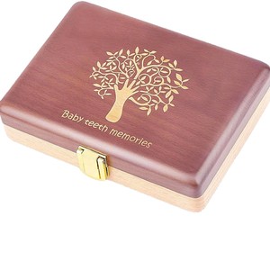 Baby Tooth Storage Box Wooden With Mirror <b>Photo</b> <b>Frame</b> Keepsake Collection Box For Children 0-6 Months - Product Image 5