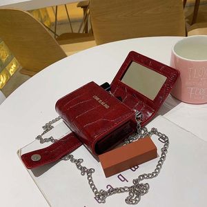Mini Crossbody Lipstick Bag with Mirror, Portable Small <b>Makeup</b> Pouch Crocodile Pattern Cosmetic <b>Case</b> with Chain for Women - Product Image 4