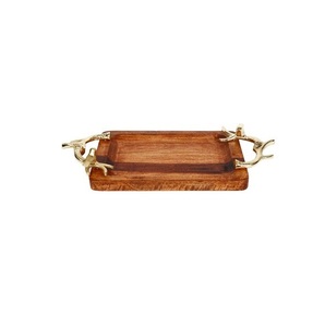 Luxury Round Wooden Serving Trays with Handle Coffee Tray Customized Size Dinnerware Wooden Serving Trays - Product Image 2