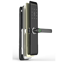 Serrure de porte coulissante intelligente en verre à empreintes digitales, ce verrou électrique s'ouvre à distance avec une application de verrouillage, 4 pièces