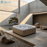 VIRLUX V1002 Spa autoportant moderne en acrylique pour 5 adultes + 1 chaise longue, bain à remous extérieur avec 56 jets, écologique et doté de fonctions de bain à remous