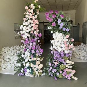 Ifg Thiết Kế Độc Đáo 2.4M Và 2.1M Trắng <span class=keywords><strong>Purlpe</strong></span> Và Màu Xanh Lá Cây Nhân Tạo Hoa Vòm Lụa Rose Backdrop Trang Trí Cho Đám Cưới - Product Image 3