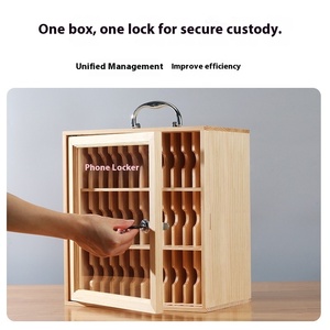 Armoire <span class=keywords><strong>de</strong></span> <span class=keywords><strong>rangement</strong></span> portable en bois massif avec serrure Boîte <span class=keywords><strong>de</strong></span> <span class=keywords><strong>rangement</strong></span> murale épaissie pour téléphone portable pour les étudiants et l'usine - Product Image 2