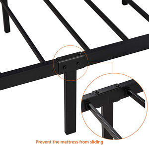 Khung Giường Cỡ Lớn Đế Bằng Kim Loại Chịu Lực Cao Nền Nệm Cỡ Lớn Với Giường Đầu Giường Gỗ Phong Cách Mộc Mạc - Product Image 5