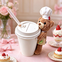 Nouveau Porte-gobelet Ours Chef Personnalisé en Peluche, Ornement en Peluche Ours en Peluche pour Décoration de Tasse à Thé Boba ou à Café, Idéal pour Cadeau en Magasin de Détail