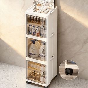 Armoire de rangement multi-niveaux, boîte de rangement pliable, organisateur de jouets et d'objets <span class=keywords><strong>divers</strong></span> avec roulettes, bac en plastique - Product Image 1